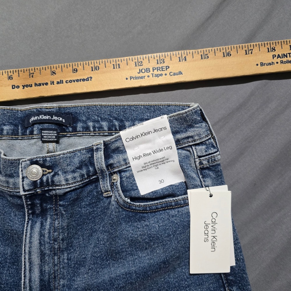 Calvin Klein Jeans Wide Leg Women 30 Blue Medium Wash High Rise Stretch Denim - Picture 3 of 7